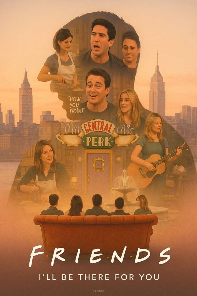 friends nostalgic fan poster with central perk vibes