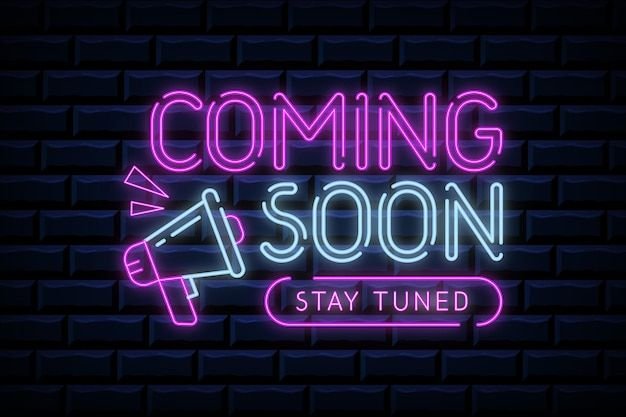 neon coming soon background free vector